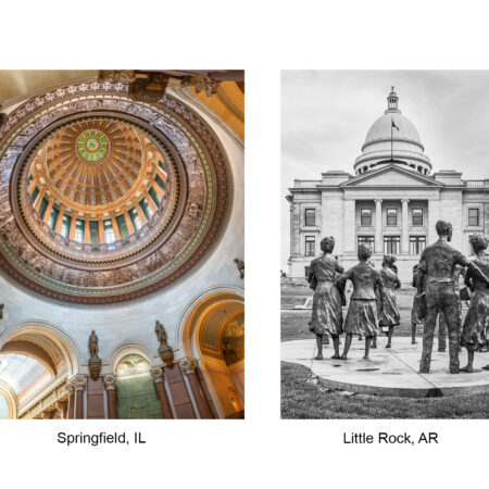 Springfield, IL & Little Rock, AR, Set of Two Prints
